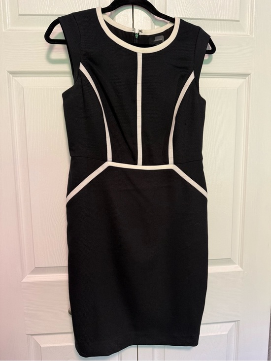 The Limited Dresses & Skirts - The Limited Black Midi Sheath Dress with White Trim